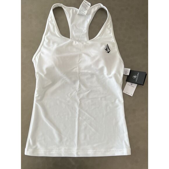Volcom 01612300 Sz Small White Simply Core Racerback Tankini Top - Picture 1 of 7